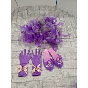 Girls Toddler Pretend Play Dress Up Set Purple Hues‎ Tutu, Tangled Gloves, Heels